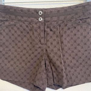 White House Black Market Espresso Brown Eyelet Dress Shorts Woman's Size 00